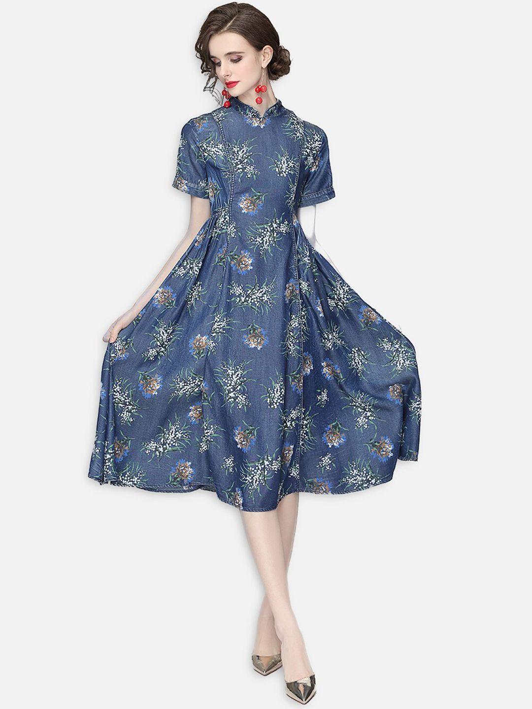 jc collection blue floral midi dress