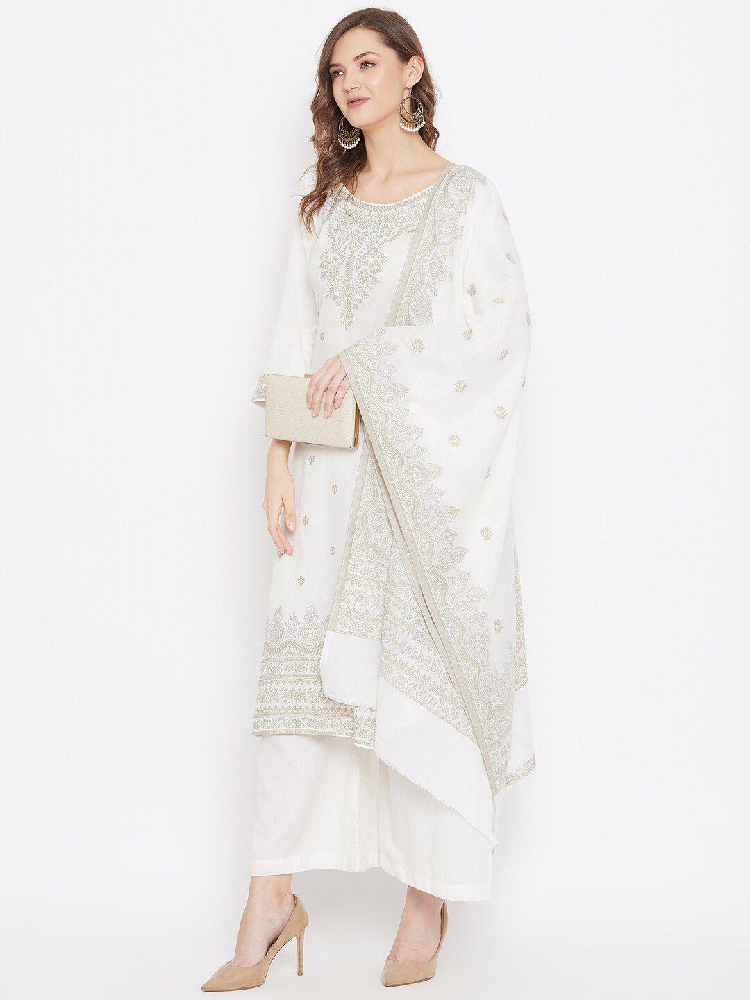 safaa white & grey jacquard cotton unstitched dress material