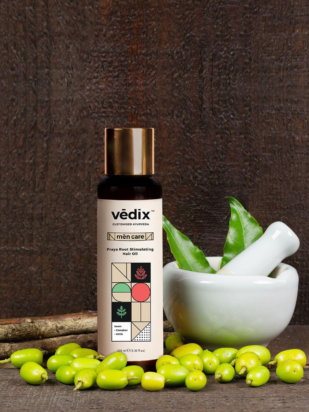 vedix men ayurvedic anti hair fall praya root stimulating hair oil oily scalp & wavy hair