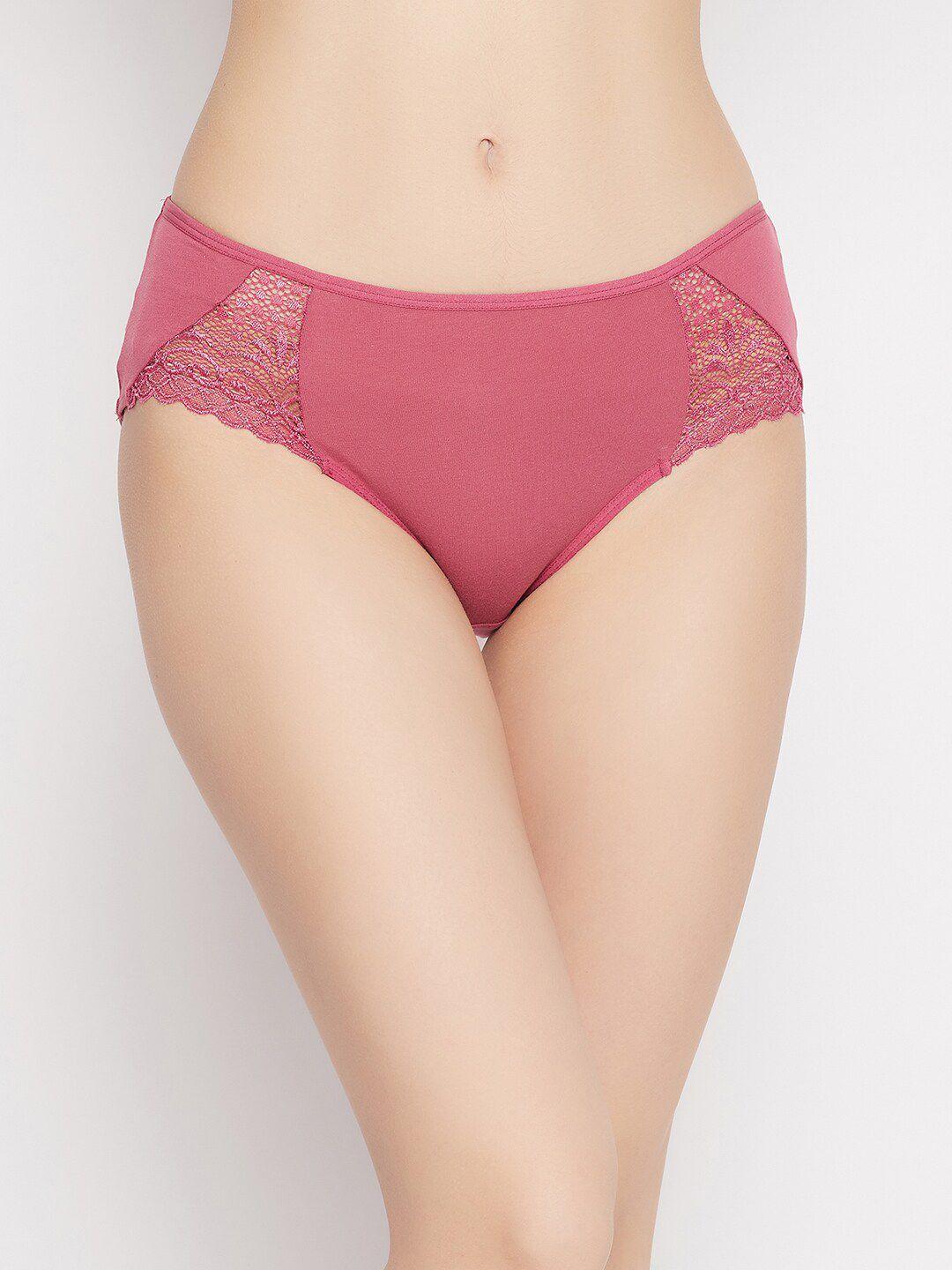 clovia women pink solid hipster briefs