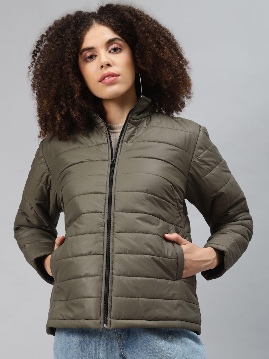 pluss women olive green padded jacket