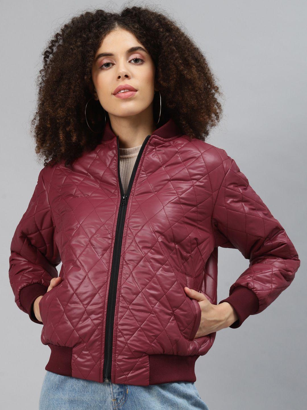 pluss women burgundy quilted jacket