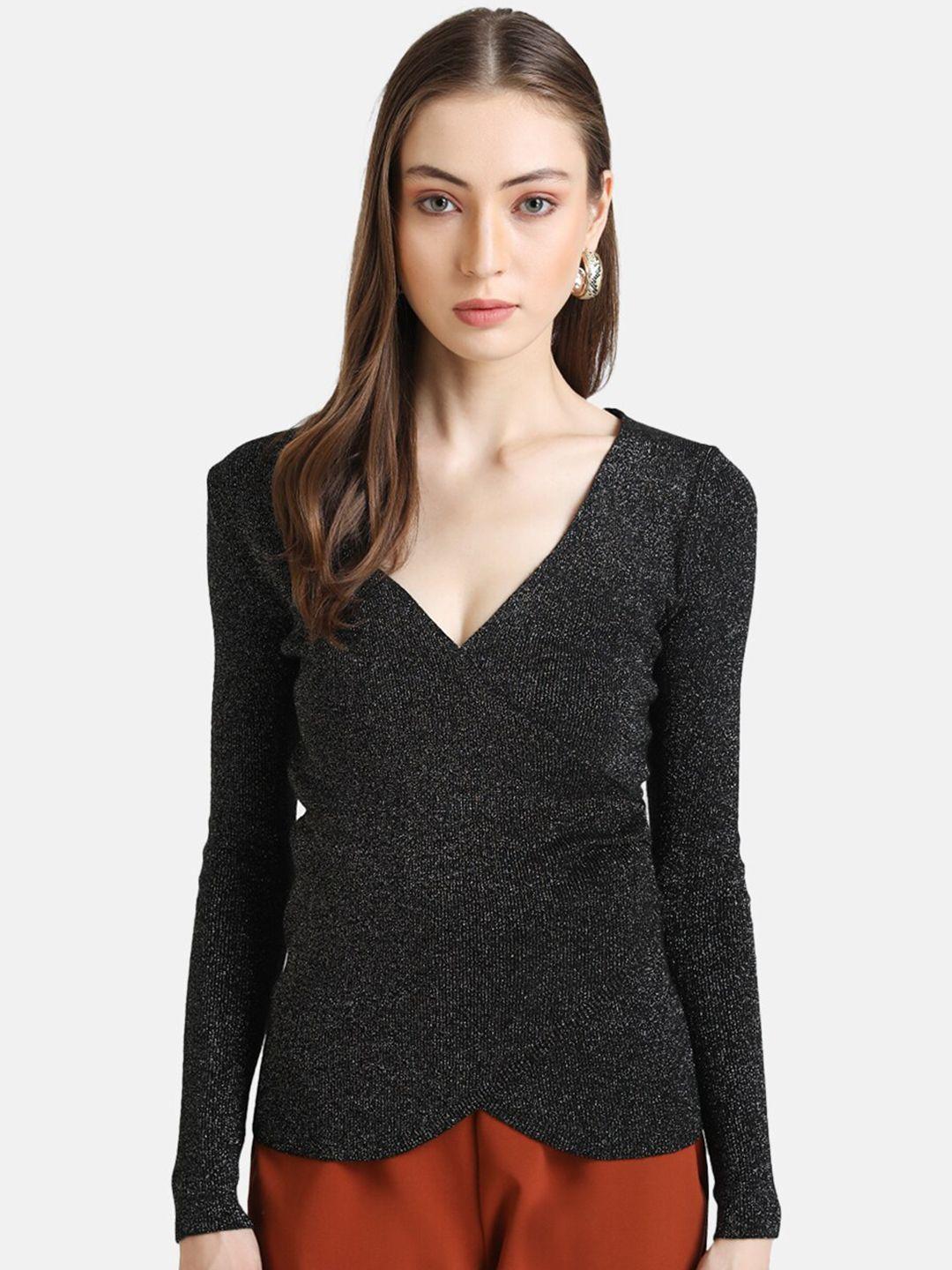 kazo women black & silver speckled pullover