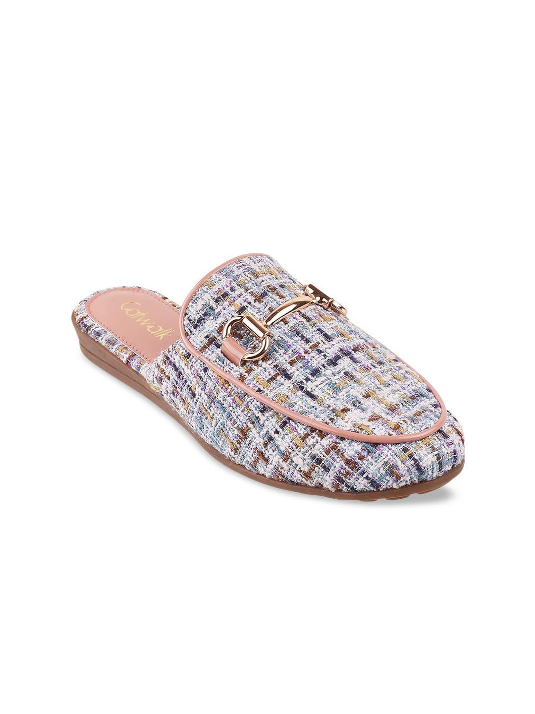 catwalk women multicoloured textured mules flats