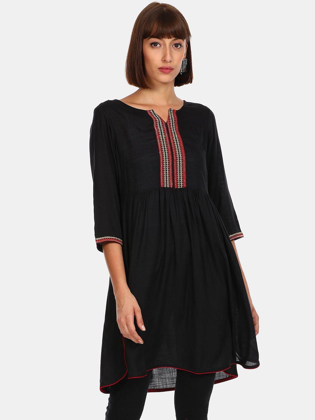 karigari women black cotton kurta