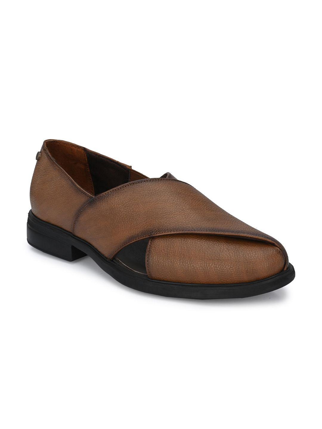 delize men tan & black shoe-style sandals