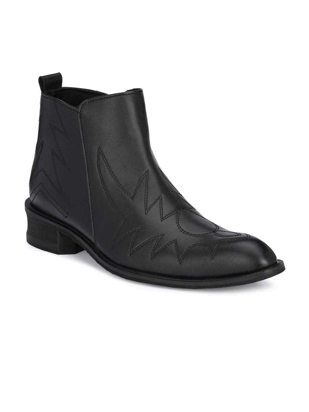 delize men black textured flat boots