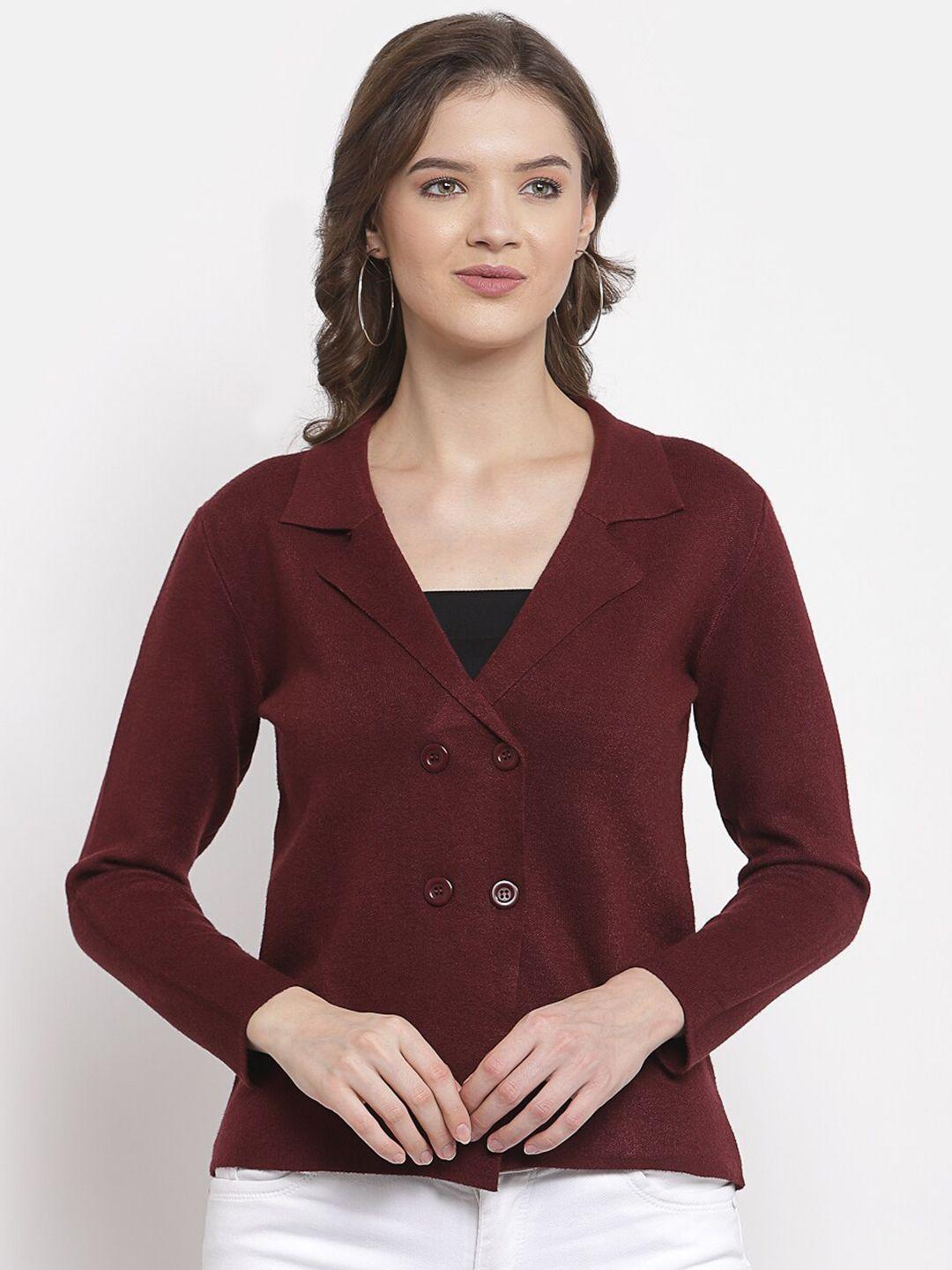 mafadeny women maroon cardigan