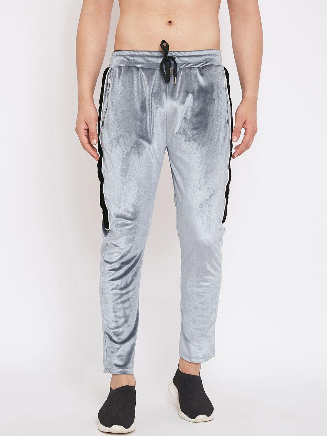 fugazee men grey solid slim fit track pants