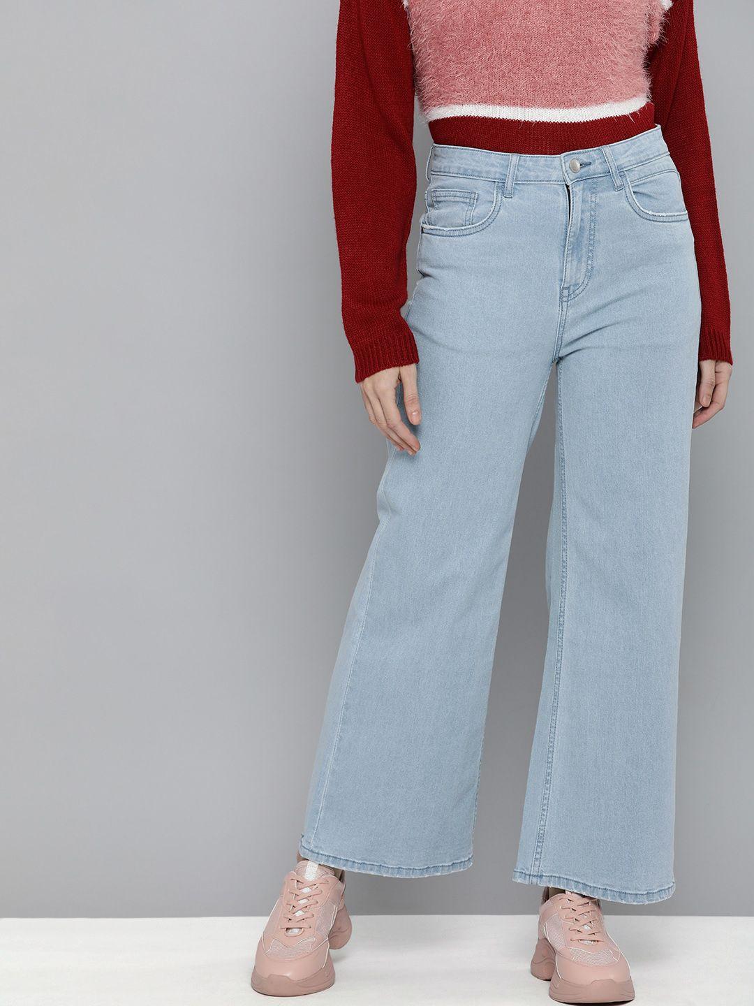 mast & harbour women blue wide leg stretchable jeans