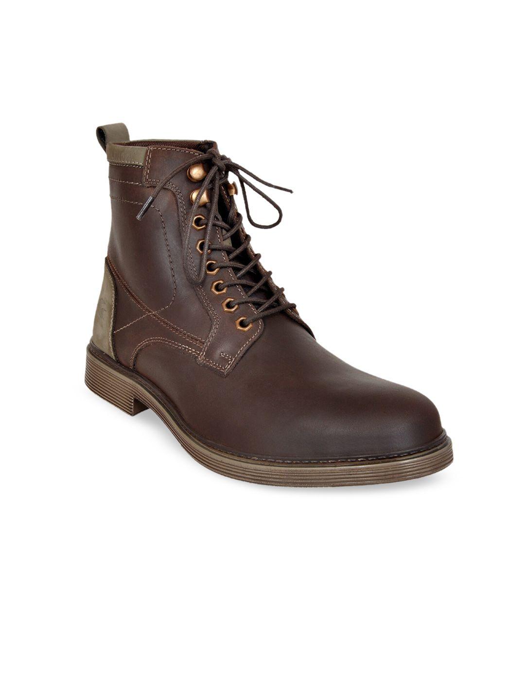 allen cooper men brown solid flat boots