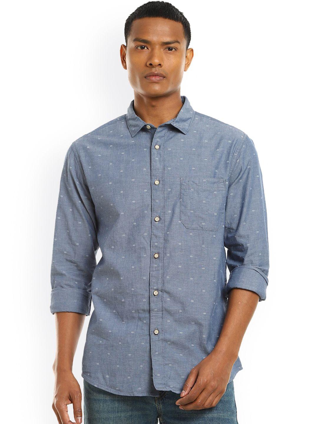 cherokee men grey opaque printed pure cotton casual shirt