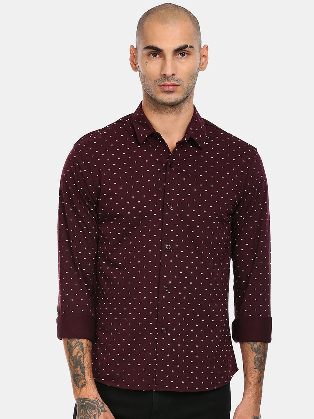 colt men purple opaque printed casual shirt