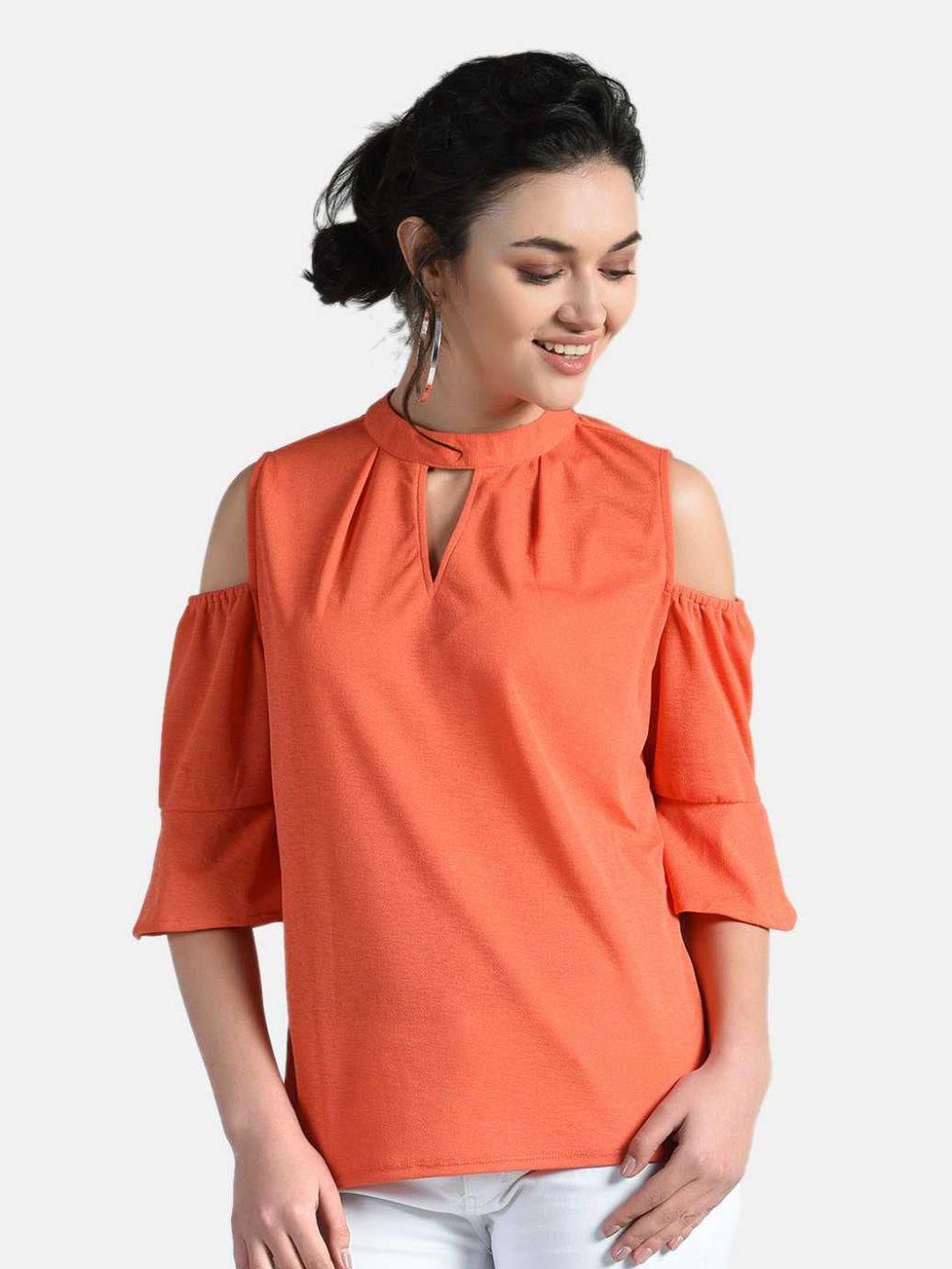 aara orange keyhole neck regular top