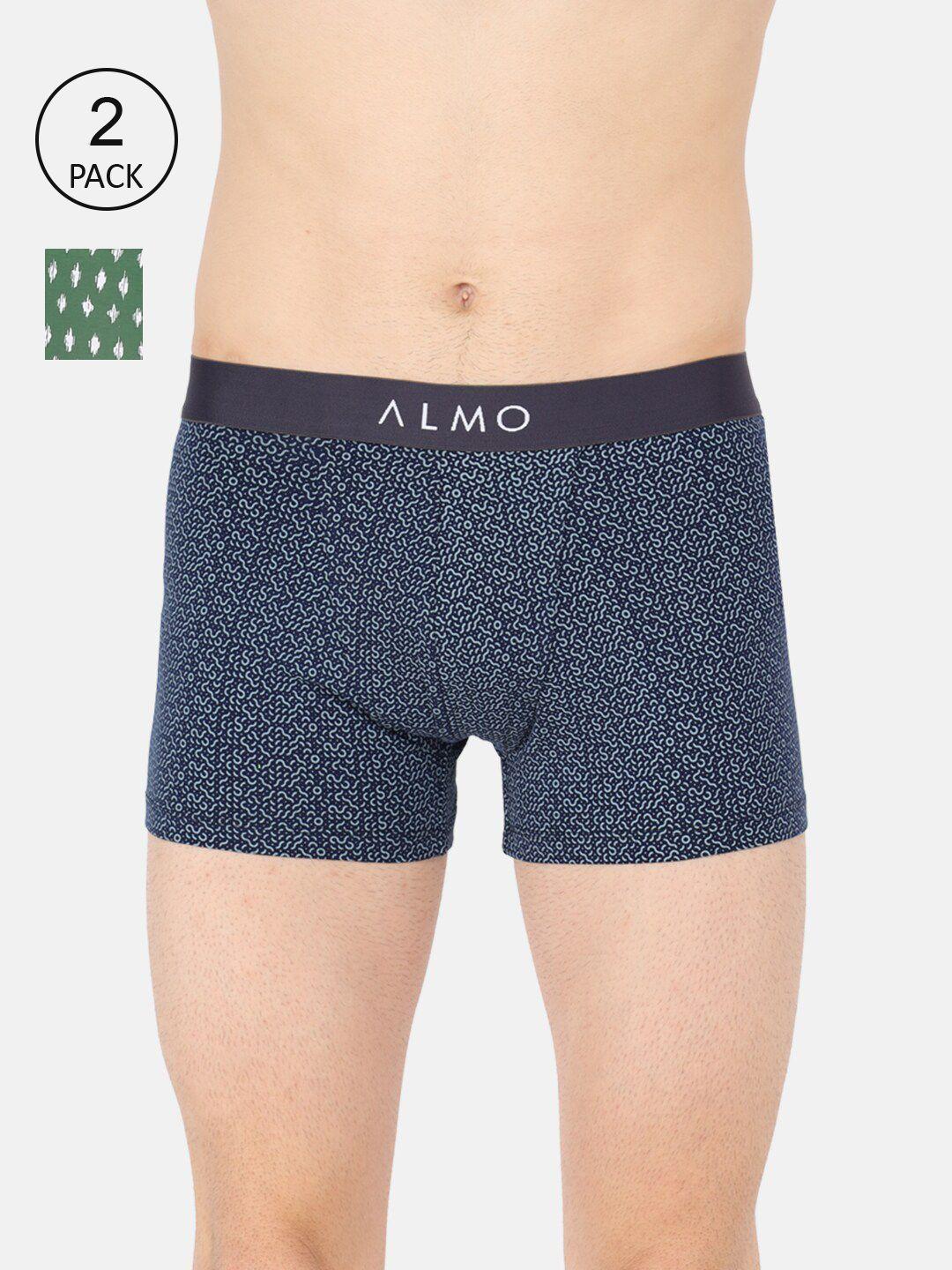 almo wear men pack of 2 printed slim-fit organic cotton trunks am-oc-t-bldg