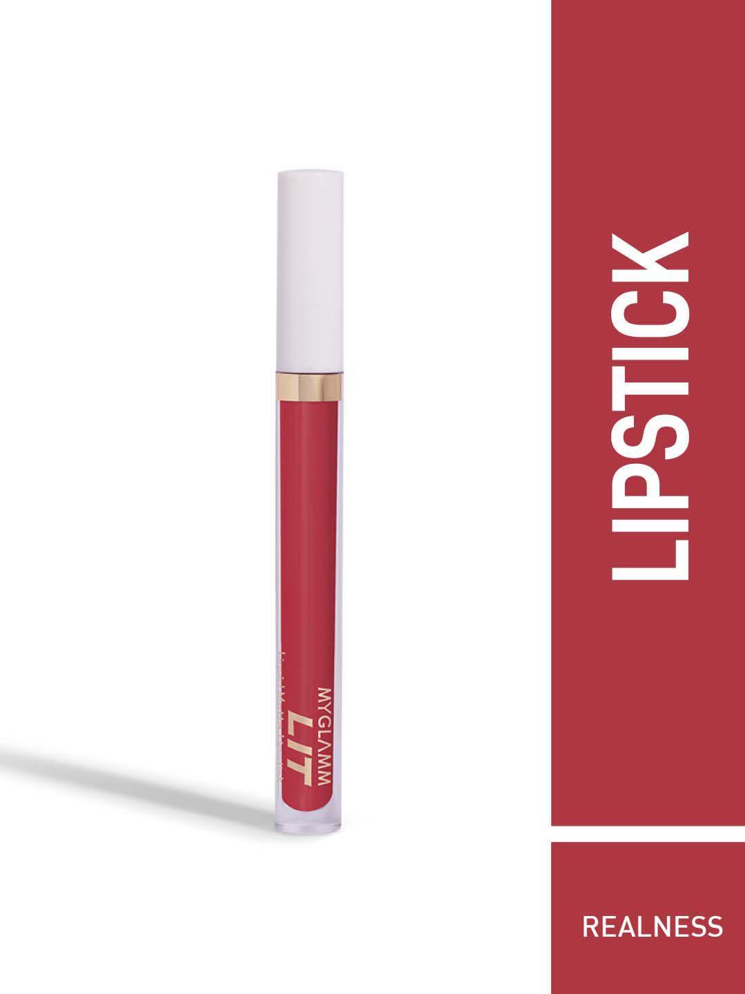 myglamm lit liquid matte lipstick 3 ml - realness