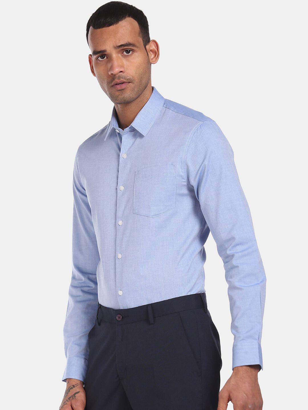 excalibur men blue opaque formal shirt