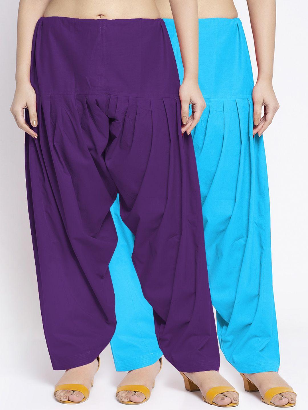 gracit women pack of 2 solid loose fit cotton salwar