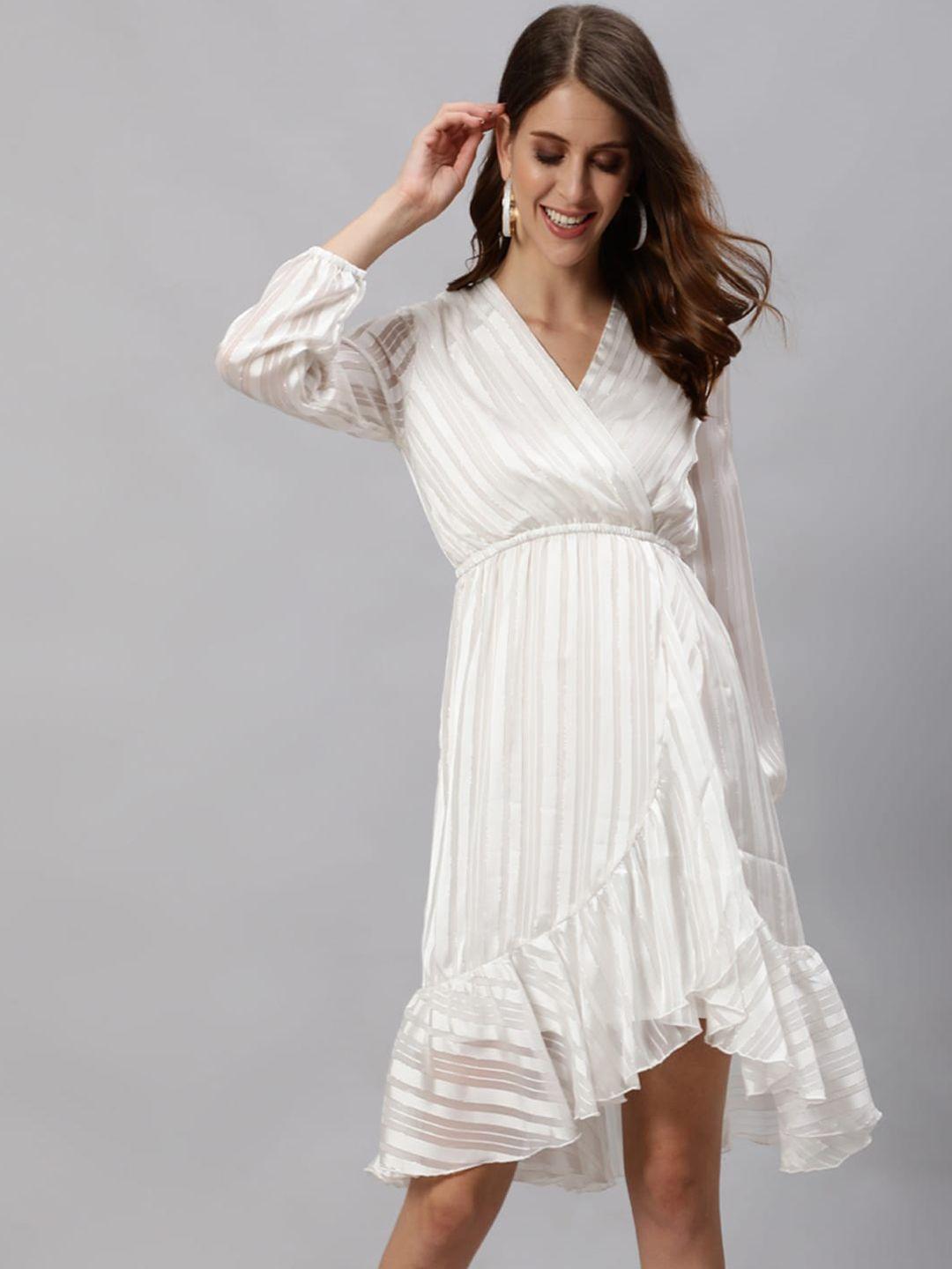 ishin white crepe wrap dress