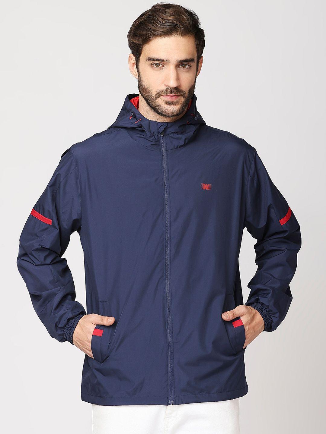 zeel men navy blue windcheater sporty jacket