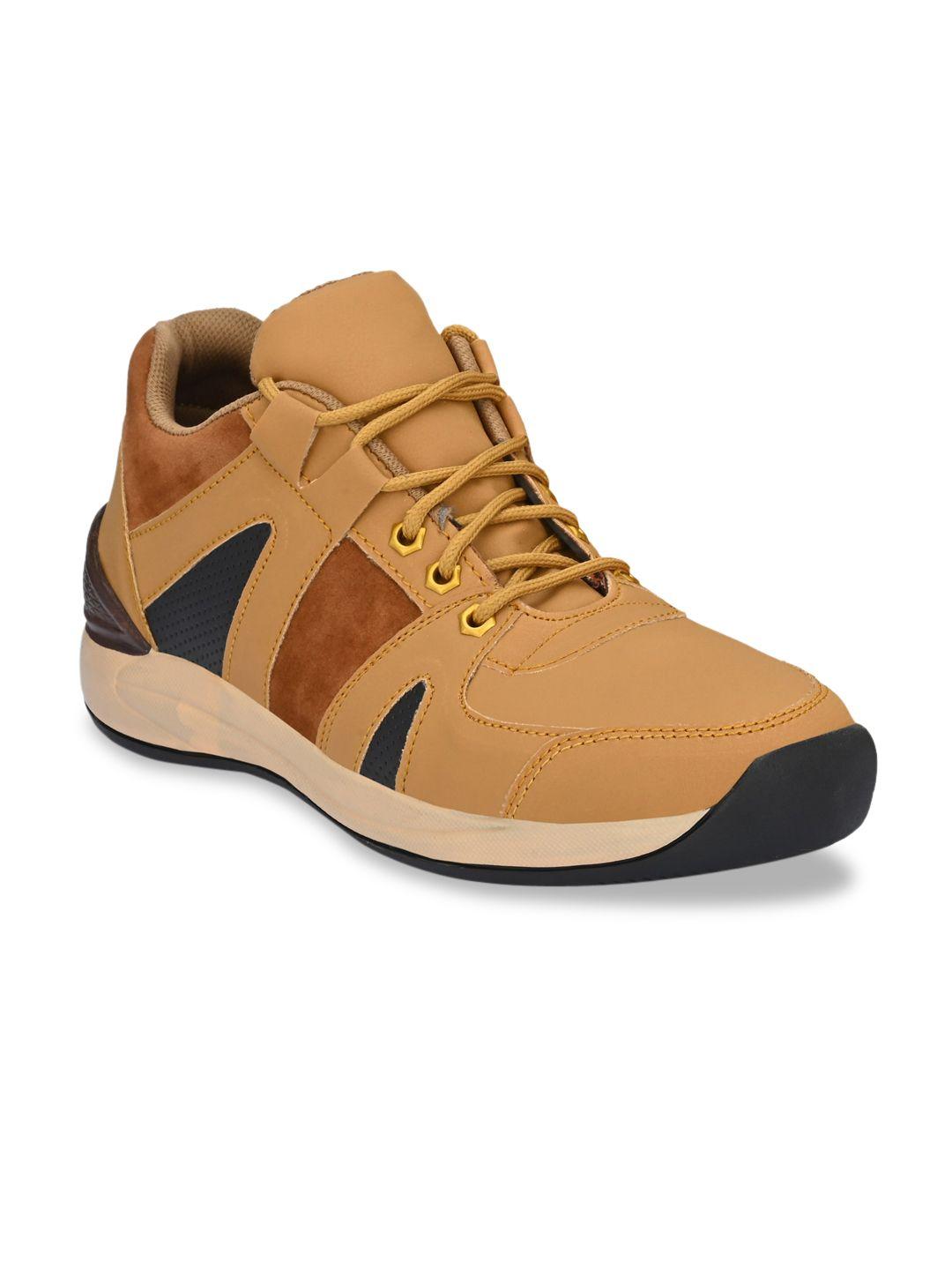 bucik men beige & brown colourblocked sneakers