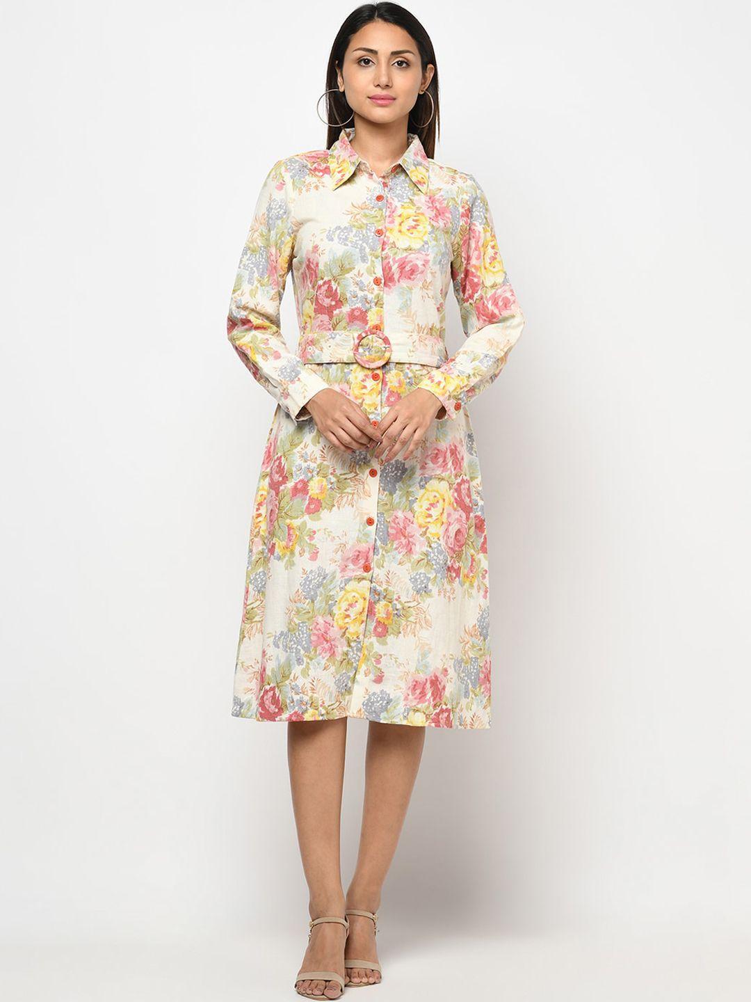 purple state multicoloured floral shirt midi dress