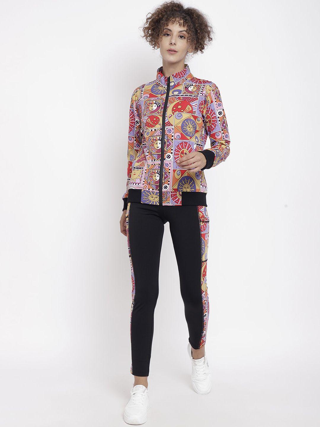 chkokko women red & black printed track suit