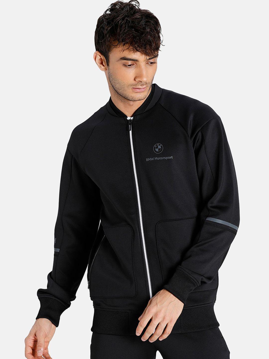 puma motorsport men black geometric crop sporty track msp jacket