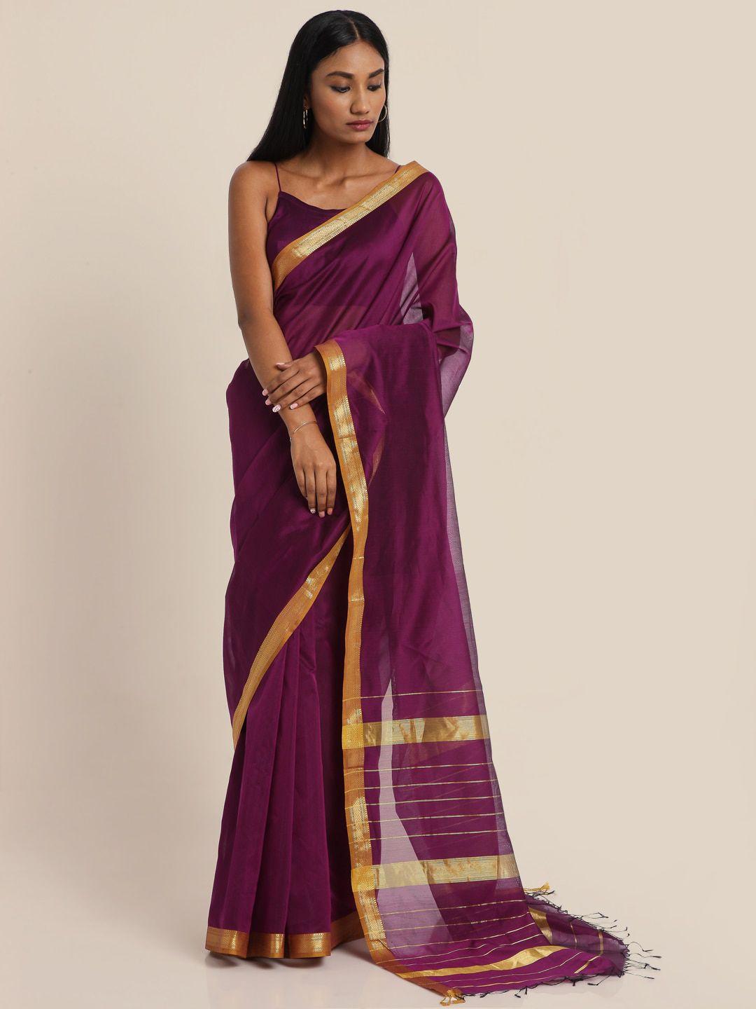 suta purple  gold-toned maheshwari silk saree