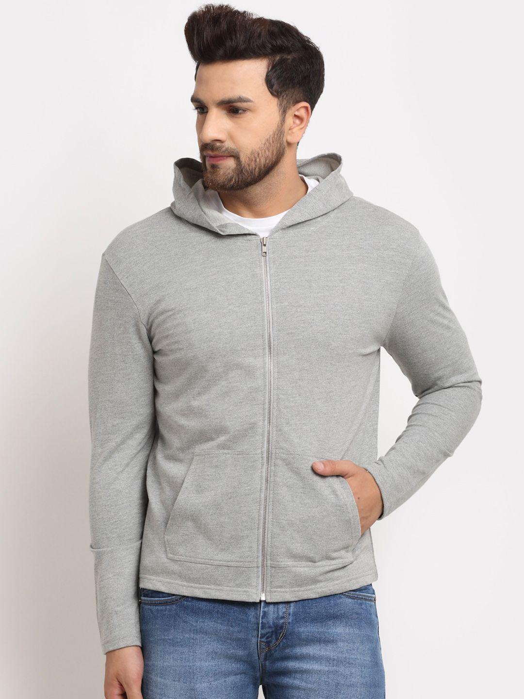 door74 men grey melange hooded sweatshirt