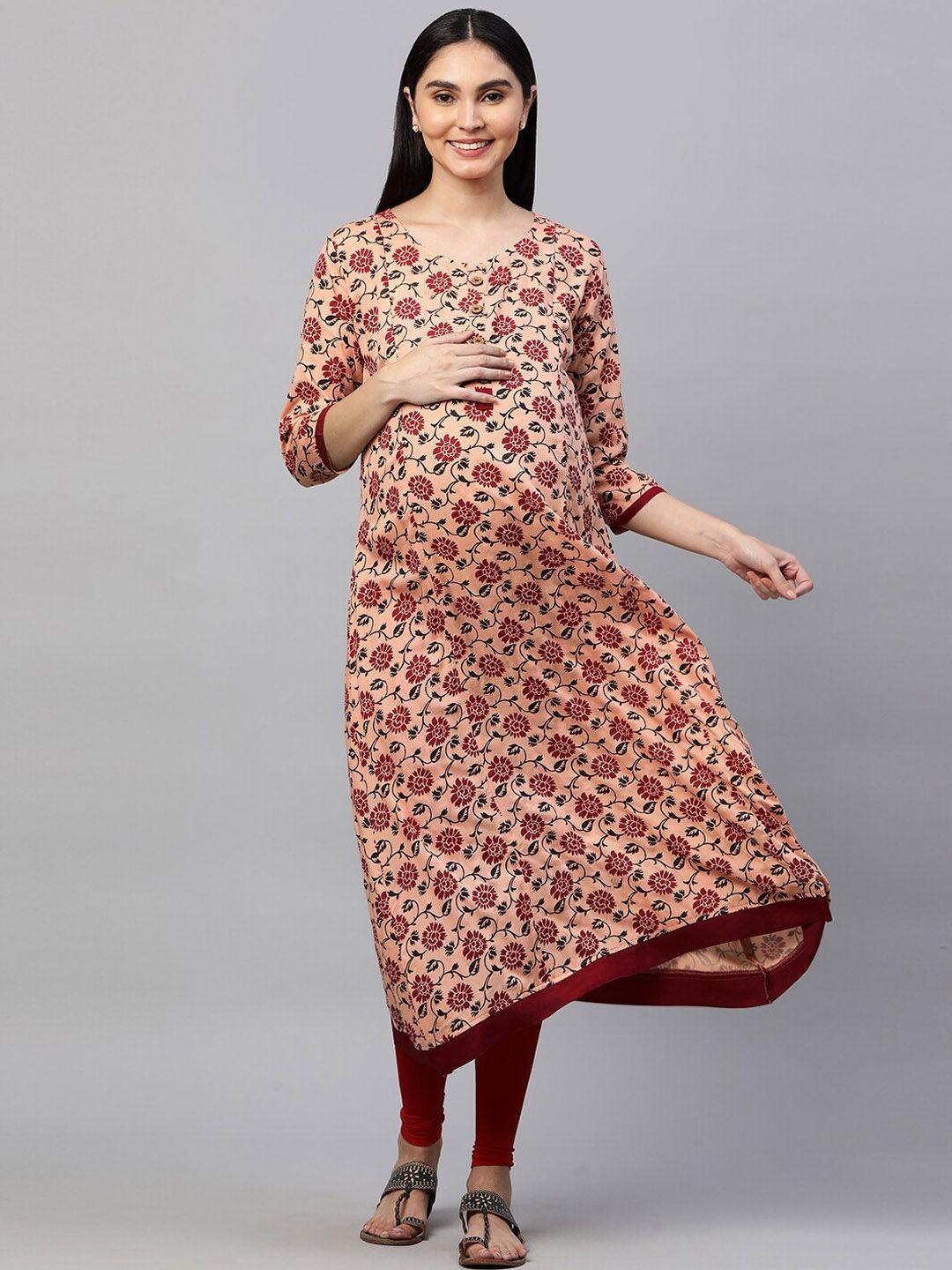 momtobe women multicoloured floral printed maternity nursing kurta