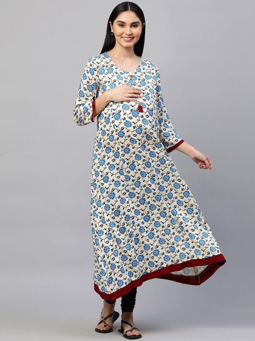 momtobe women multicolored floral printed a-line maternity nursing kurta