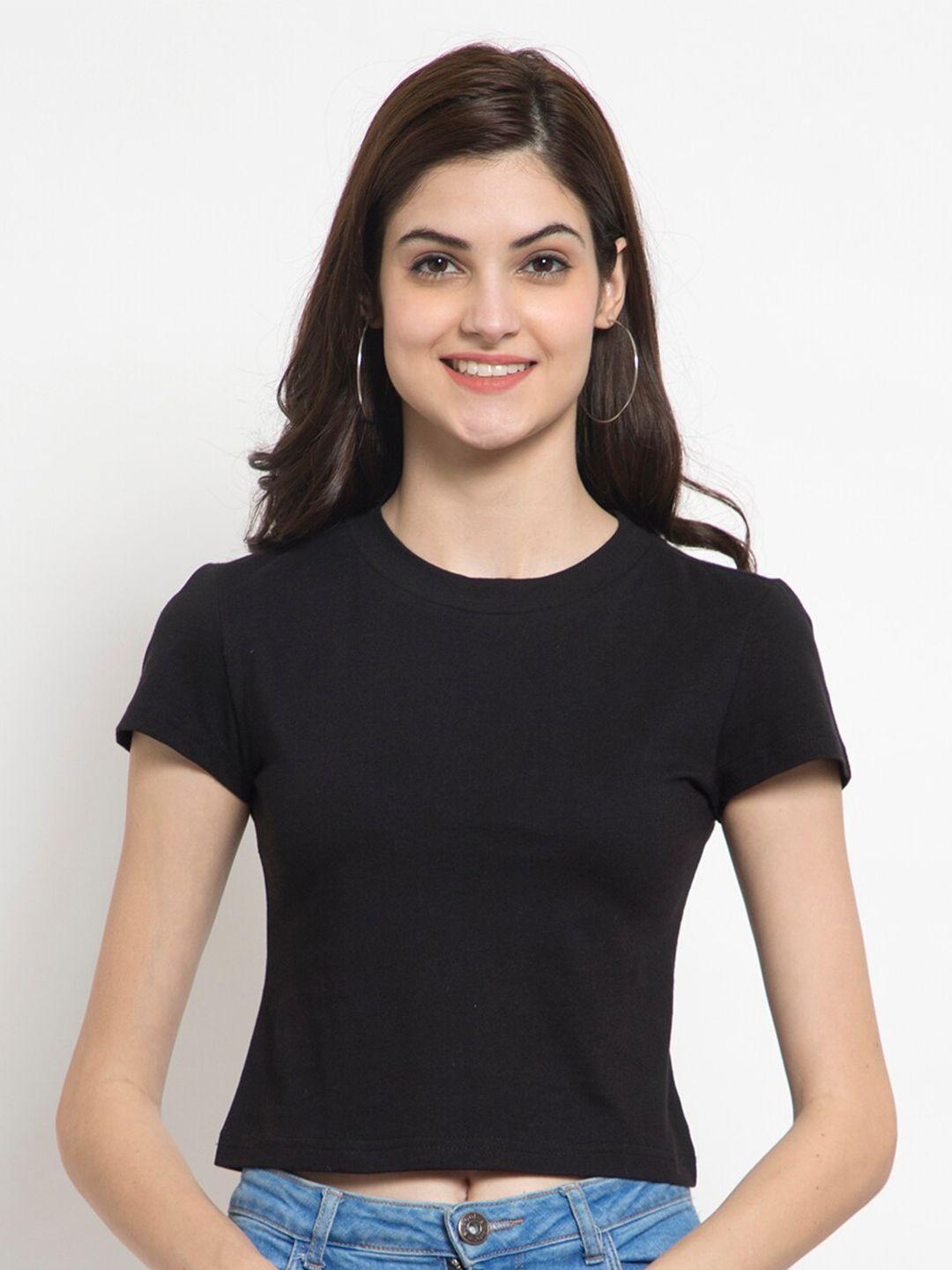 femea black regular crop top