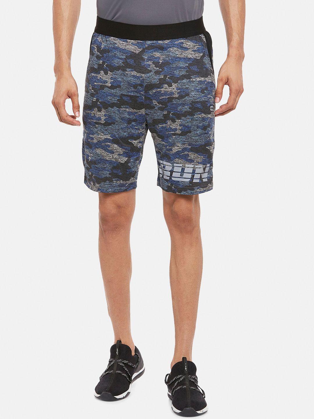 ajile by pantaloons men blue camouflage printed slim fit regular shorts