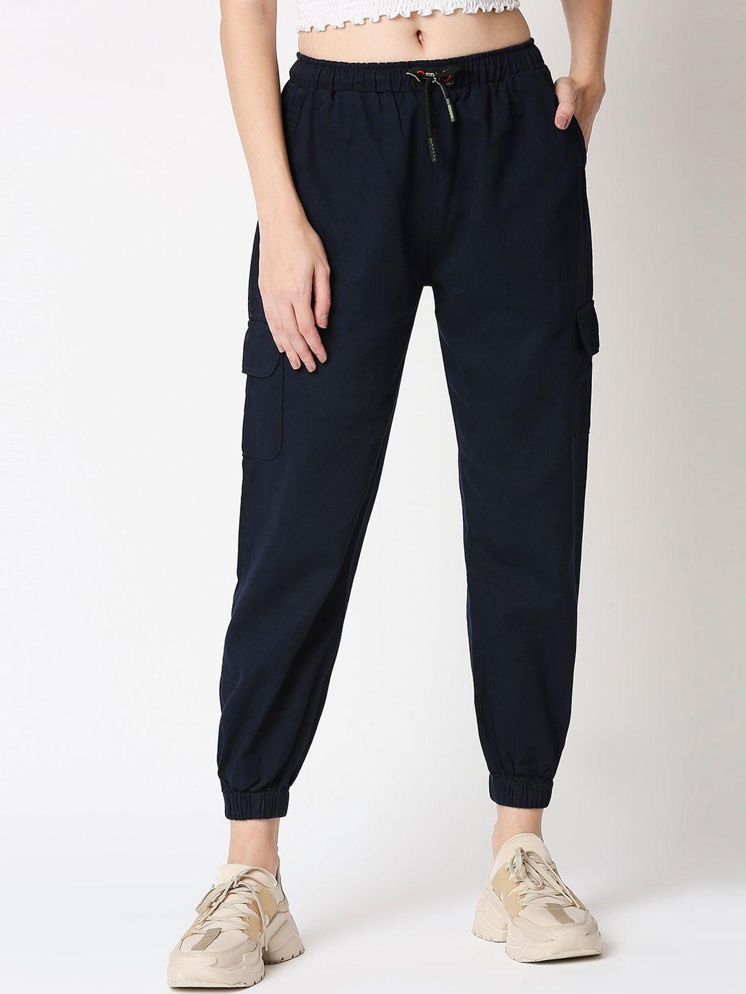 high star women navy blue jogger mid-rise jeans