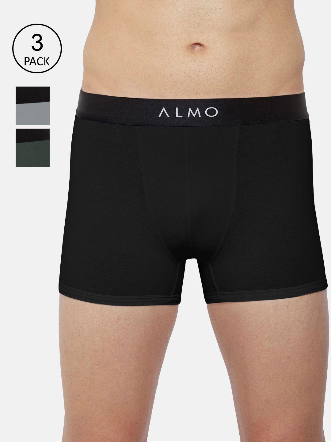 almo wear men pack of 3 solid slim-fit trunks