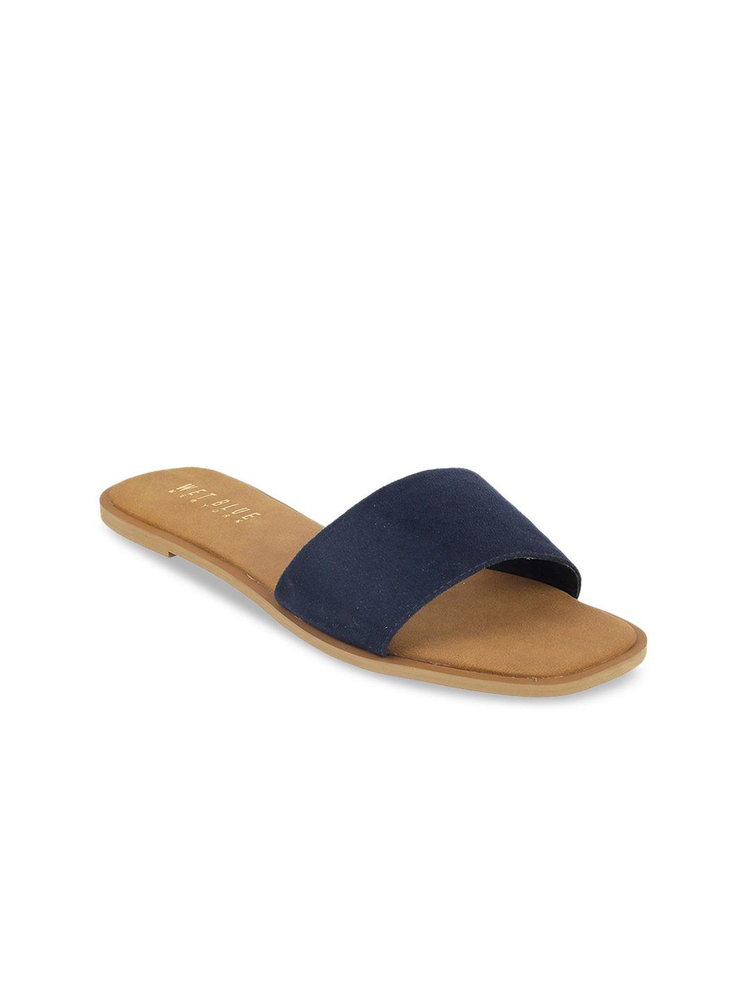 wet blue women navy blue open toe flats