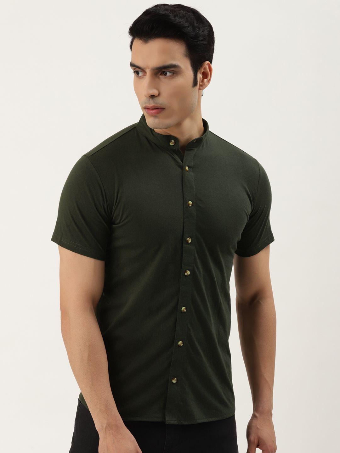 gespo men green comfort cotton opaque casual shirt