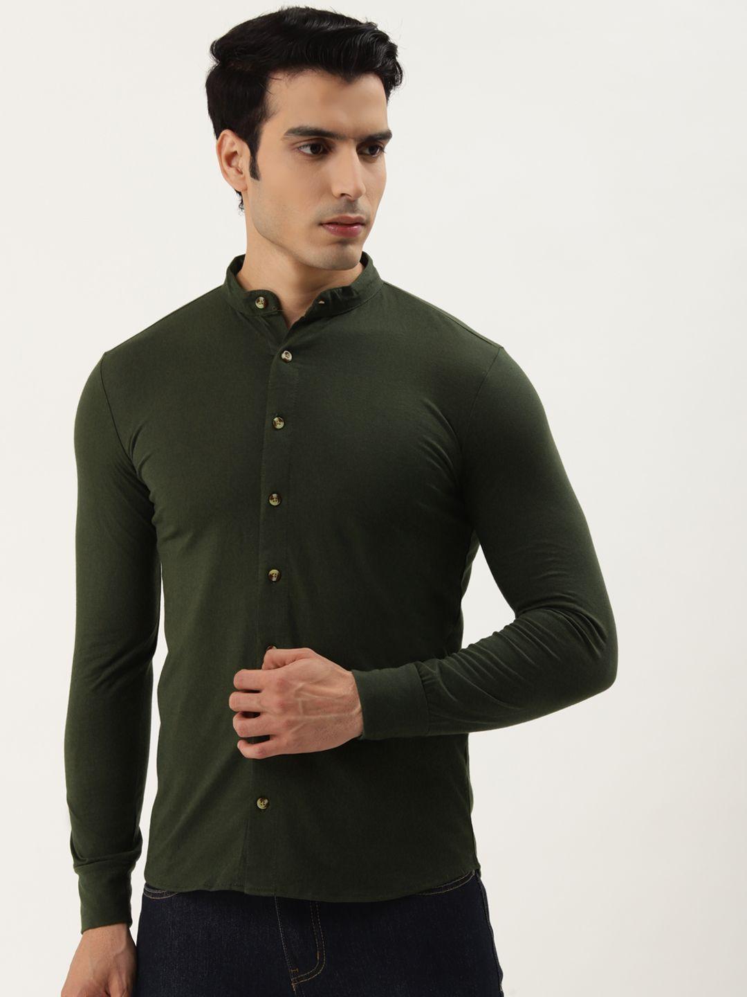 gespo men green comfort opaque cotton casual shirt