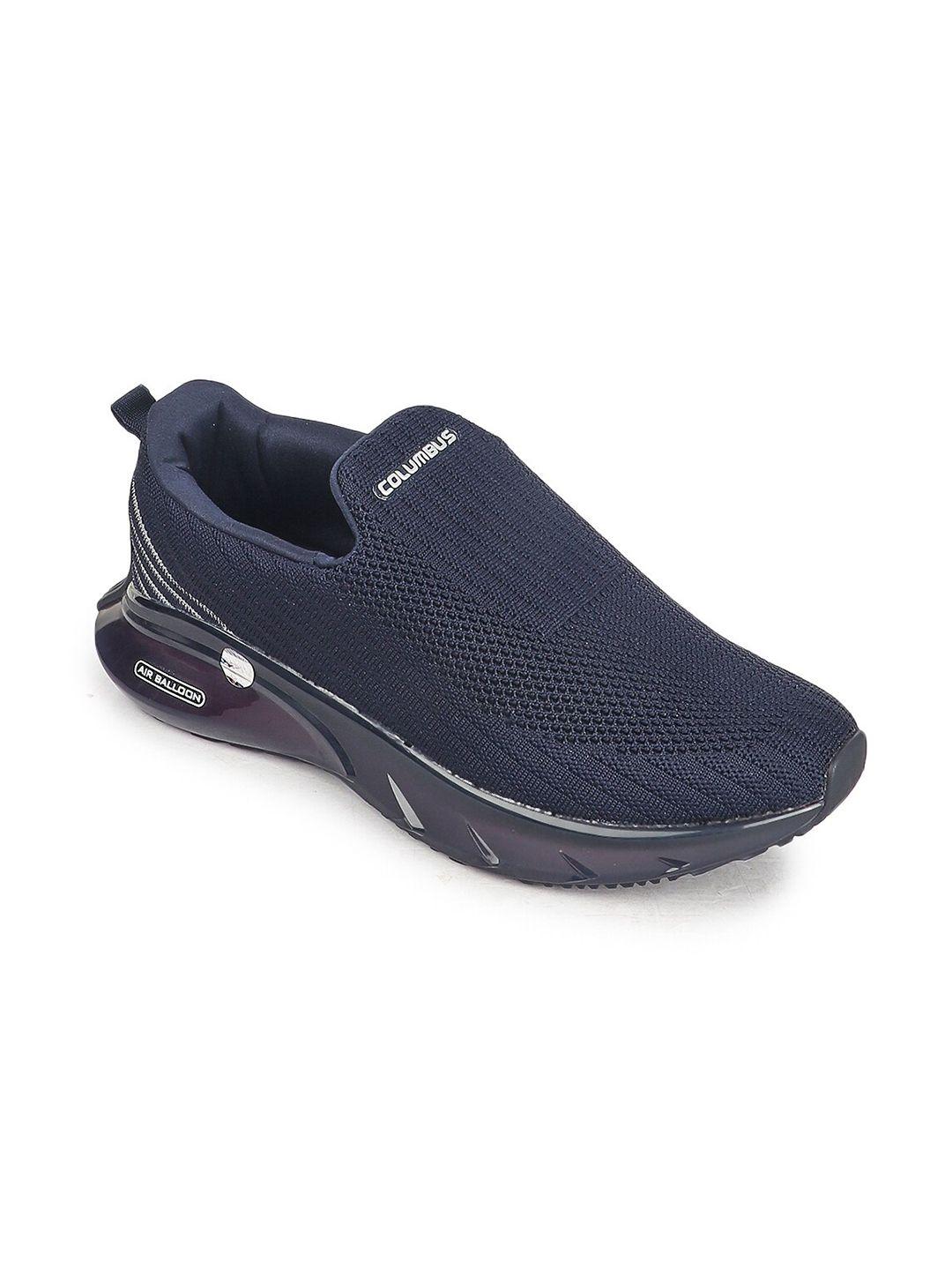 columbus men navy blue solid textile running shoes