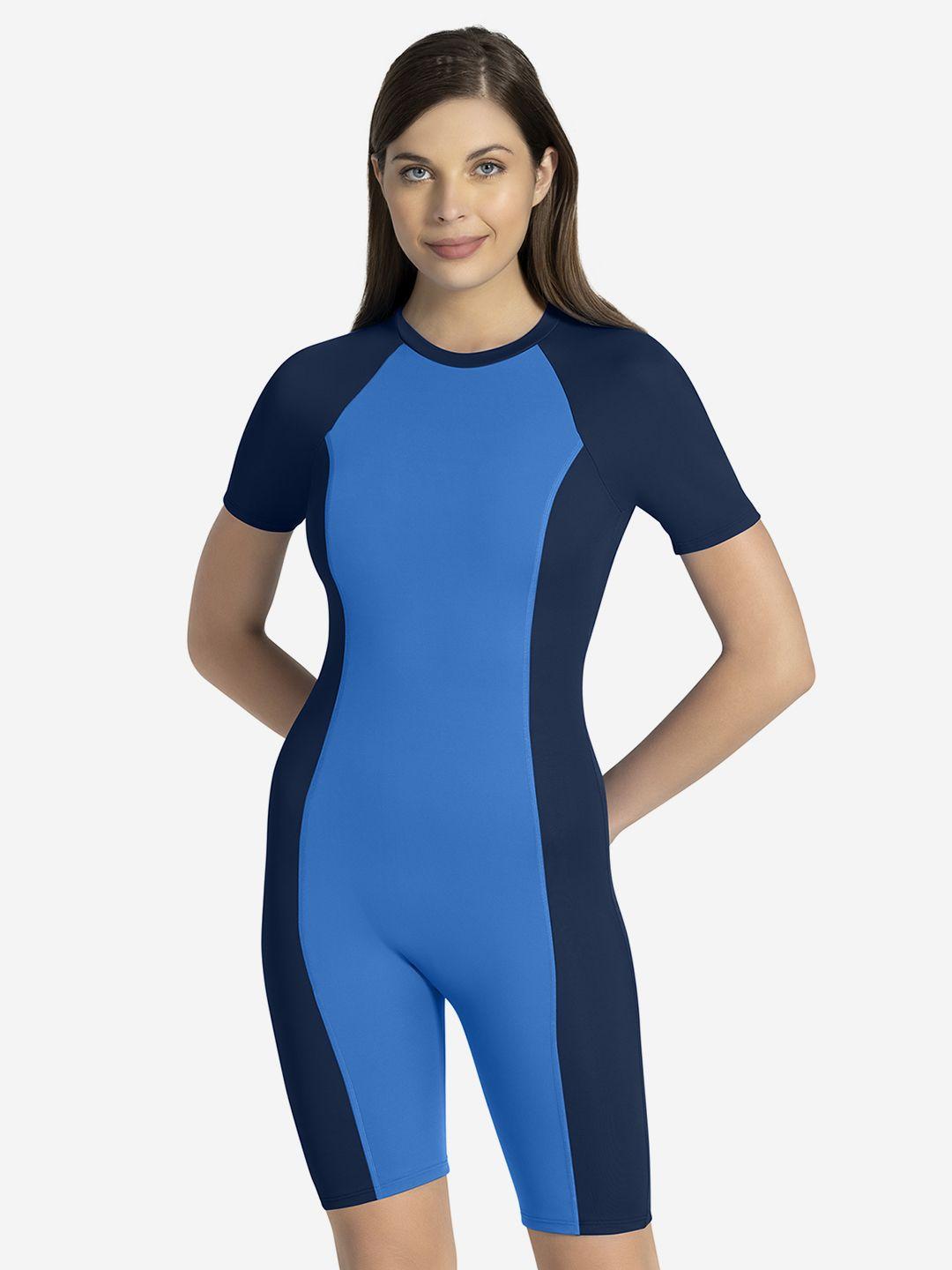 amante women blue solid padded legsuit