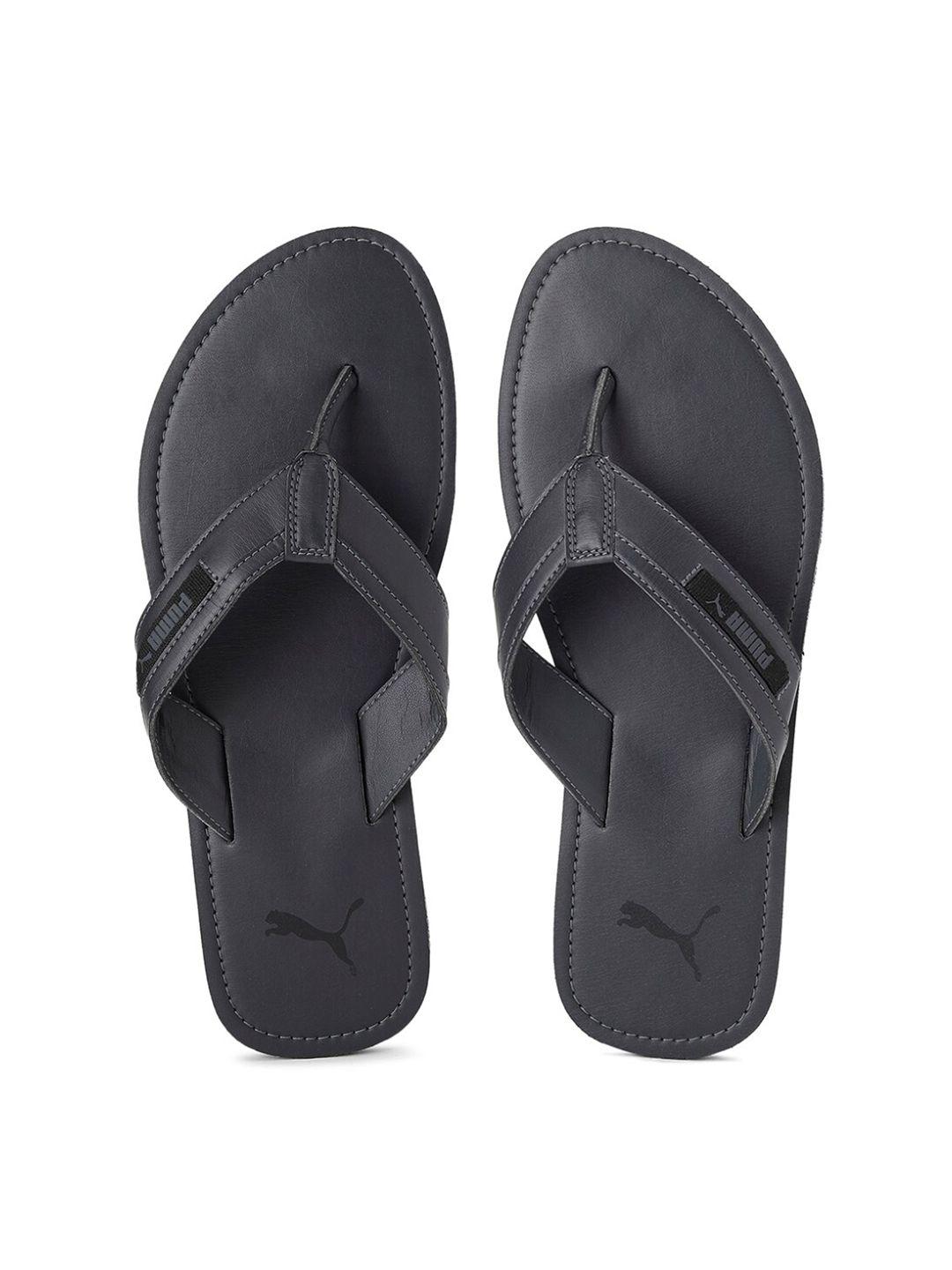 puma men grey solid thong flip flops