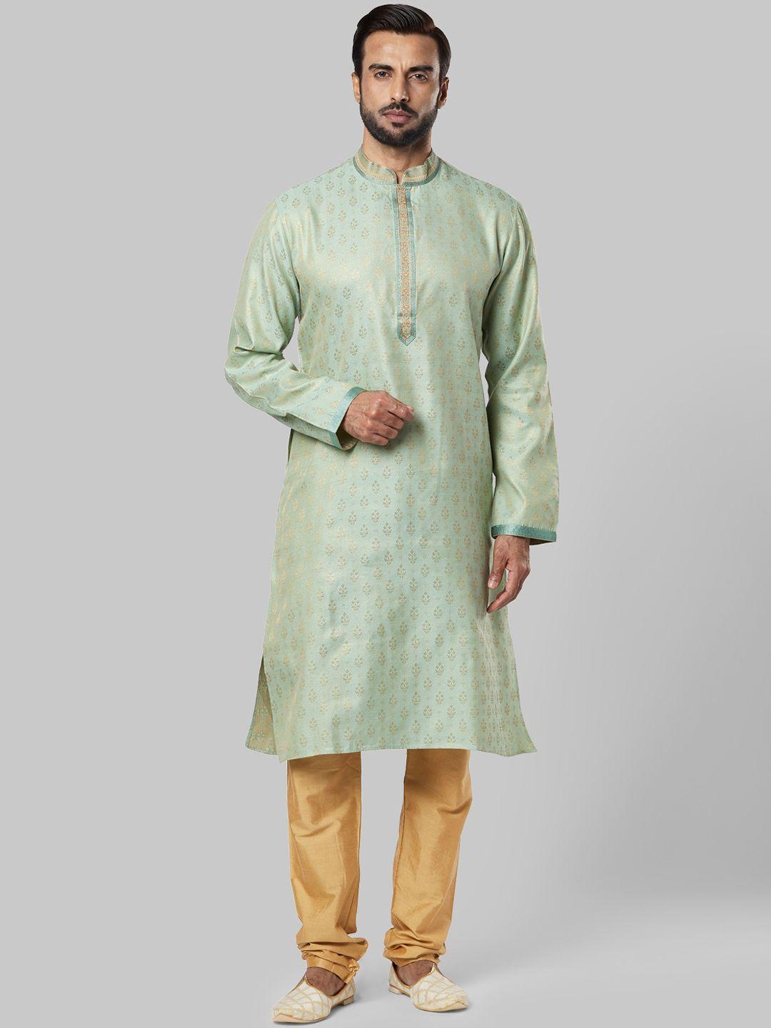 ethnix men green ethnic motifs kurta