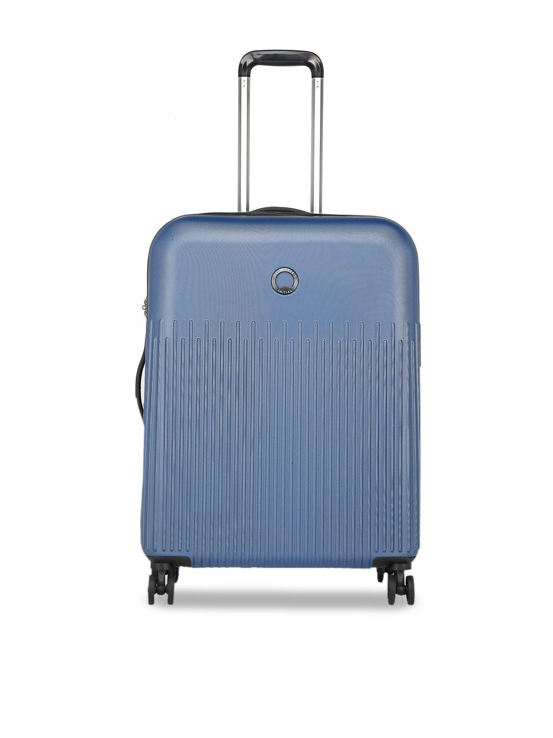 delsey blue textured hard-sided medium trolley suitcase