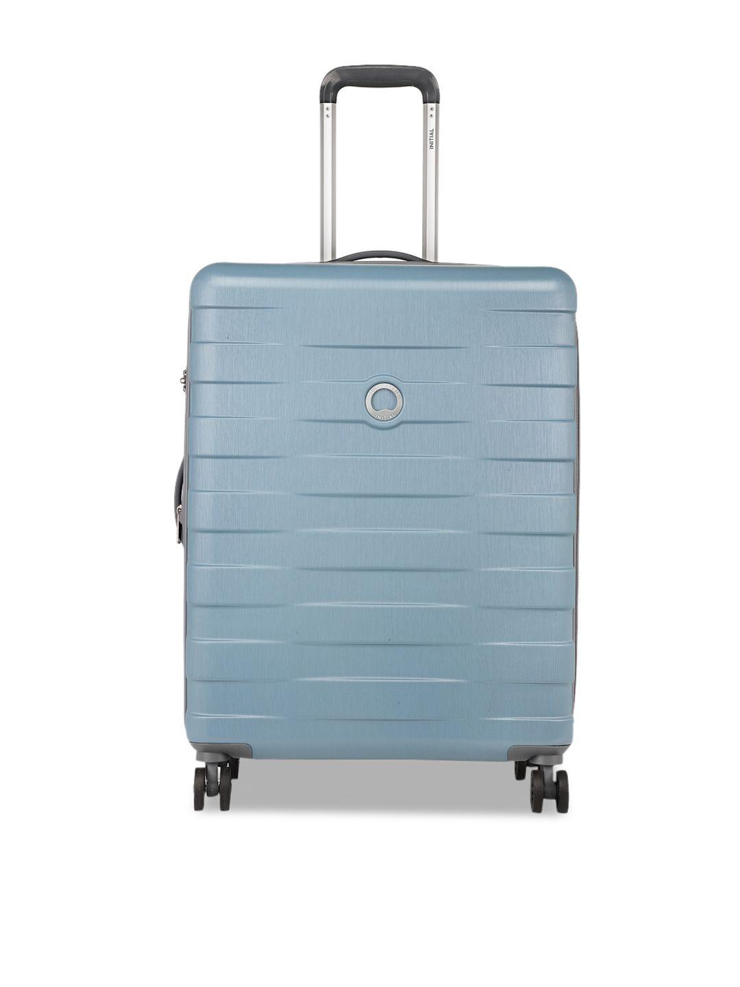 delsey blue textured quito hard-sided expandanble large trolley suitcase