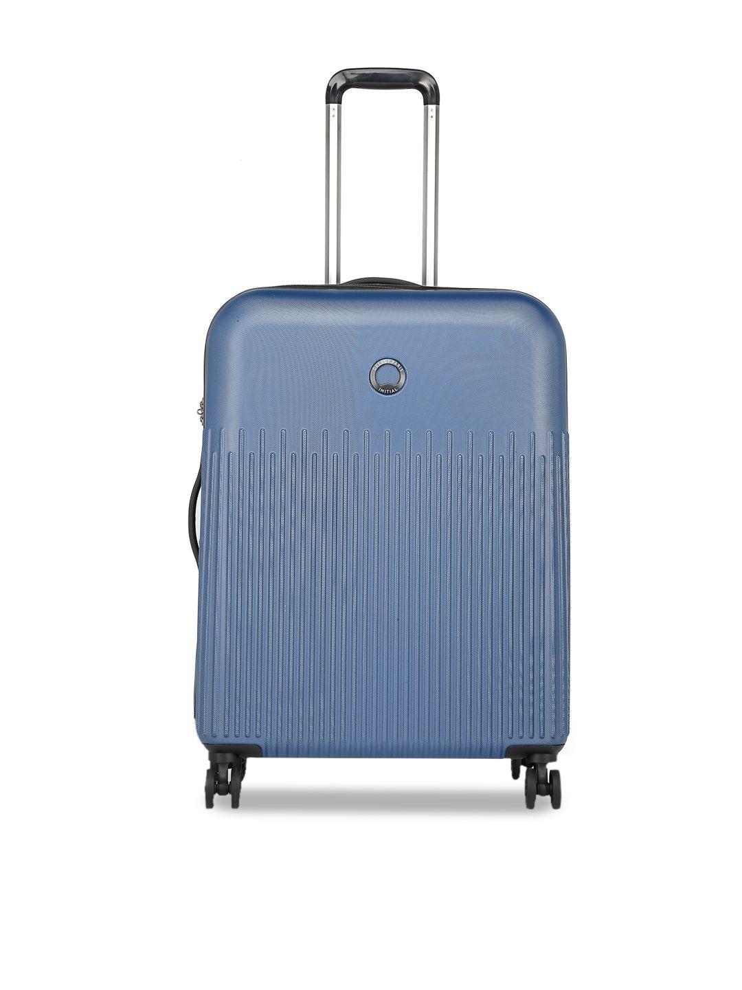 delsey blue textured lima hard-sided expandable large trolley suitcase