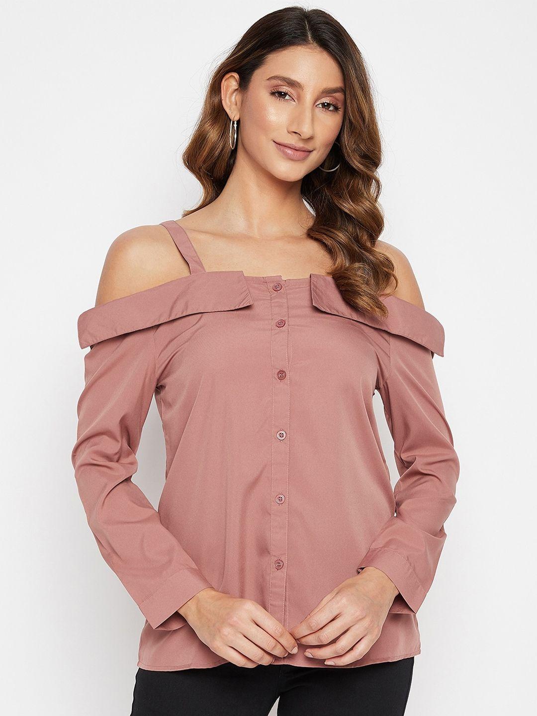 purys pink crepe bardot top