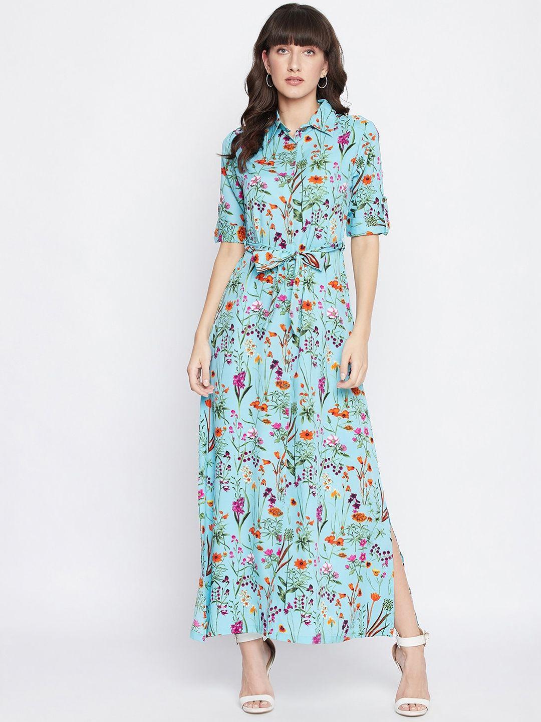 uptownie lite woman blue floral crepe maxi dress