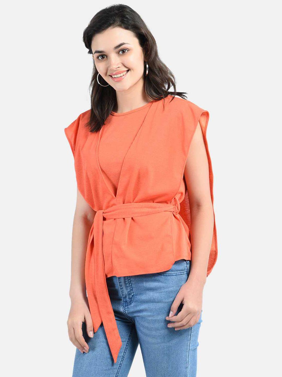 aara orange cinched corinna blouse waist top