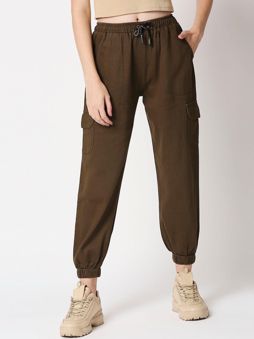 high star women brown jogger high-rise jeans